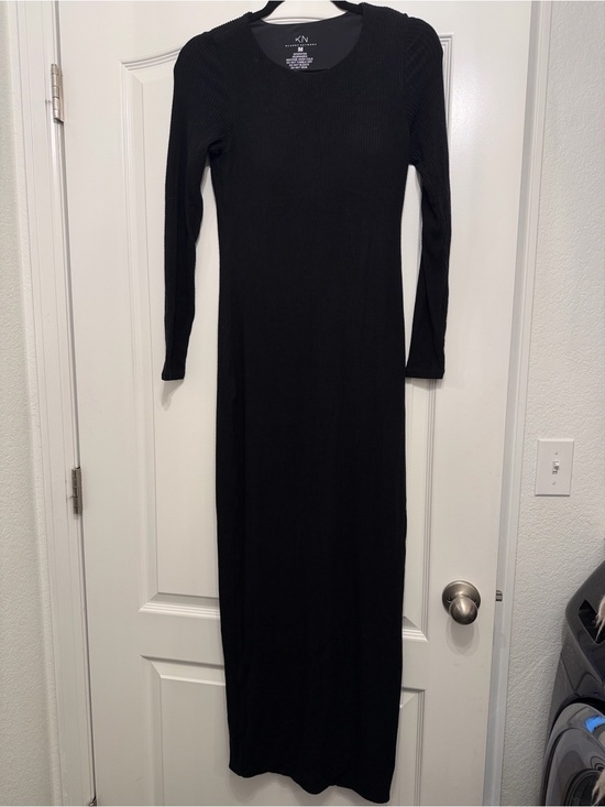 Klassy Network Dresses & Skirts - Klassy Network Black Ribbed Long-Sleeve Maxi Dress
